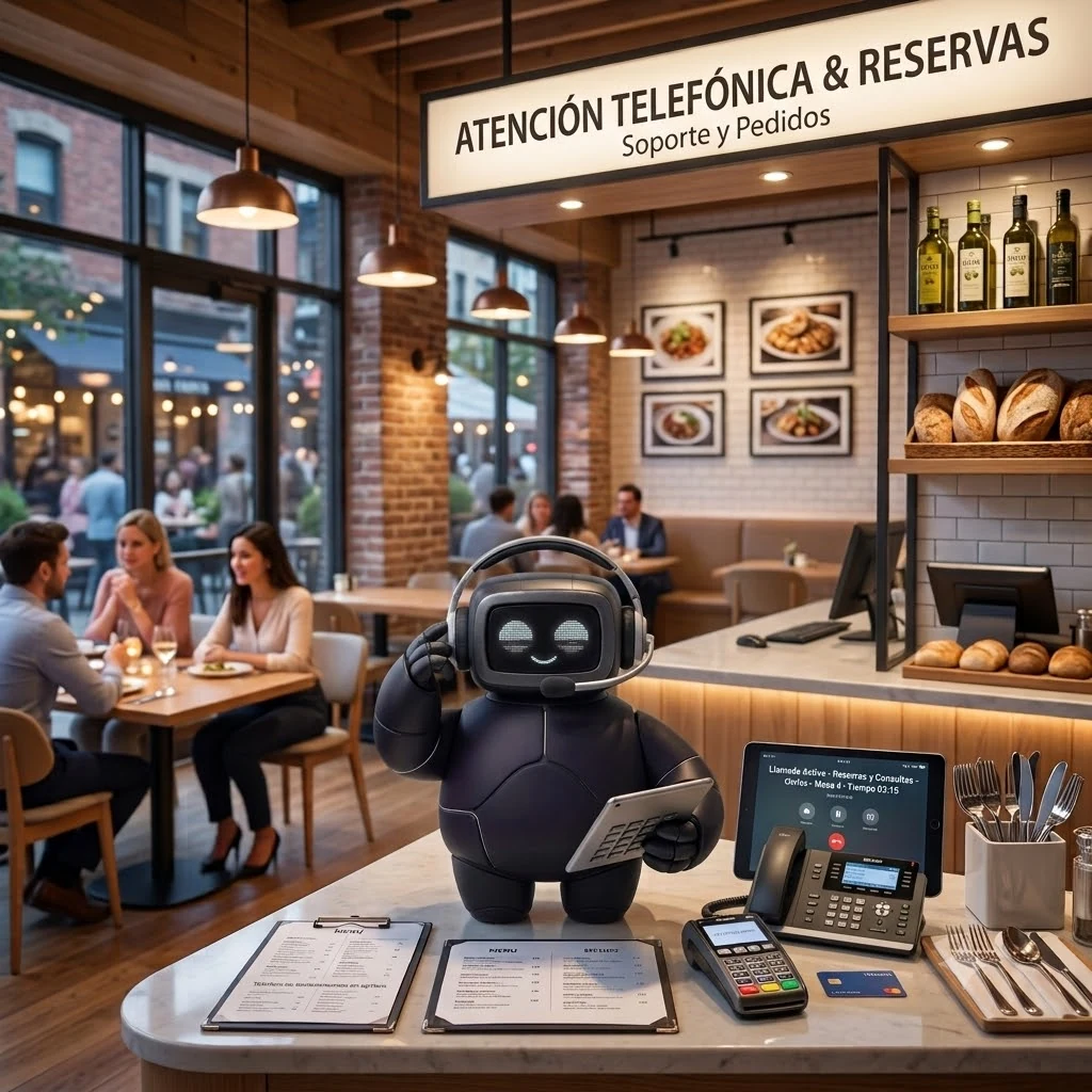 Novaltir VOZ, agente telefónico de IA de NOVALTIR atendiendo pedidos en un restaurante