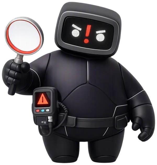 NOVY, el asistente de Inteligencia Artificial de NOVALTIR, con lupa de inspección y alarma de incidencia